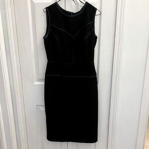 Black Sheath Dress with leather detail.
